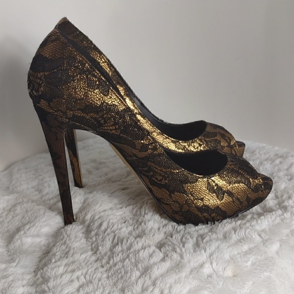 Madonna Truth Or Dare Metallic Lace Heels